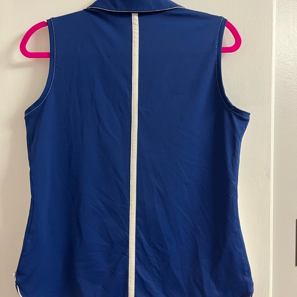 Lady Hagen White and Navy Sleeveless Blouse - Picture 3 of 6